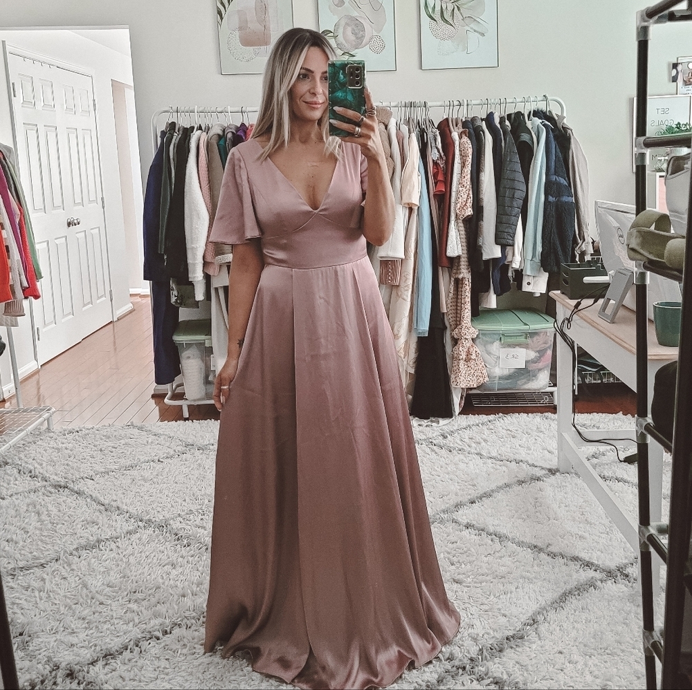 Galina Signature Mauve Charmeuse Flutter-Sleeve A… - image 3